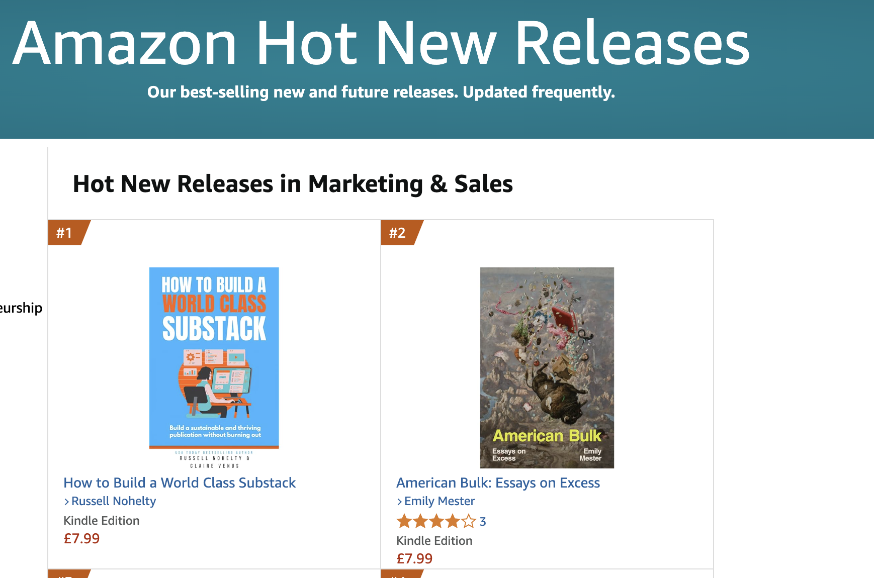 My book was #1 in Hot New Releases the week of it's release!!
